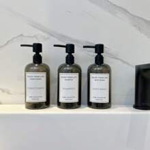 3pcs/Set 500ml/16oz Black Opaque Shoulder Cream Lotion Refillable Pump Bottles, Suitable For Shower Gel, Shampoo, Conditioner, Bathroom Use