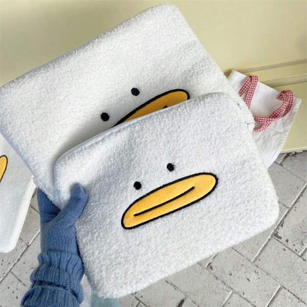 Plush Embroidered Yellow-Billed Duck Laptop Sleeve Bag For 11/13/15 Inch Notebooks, Laptop Storage Case