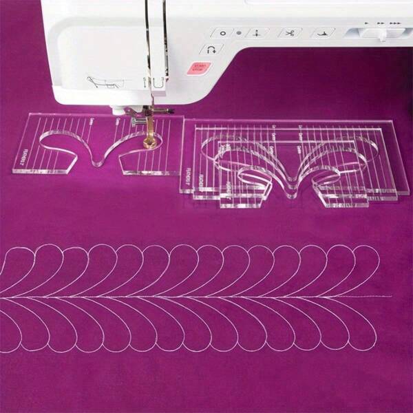 4pcs/Set Quilting Ruler Feather Templates - Universal Fit For Low & High Shank - Sewing Precision Set - RL-4X