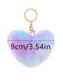 4pcs Set Heart Plush Bag Pendant Charm,Pompom Keychain,Cute Multicolor Keyring For Backpack Wallet Coin Purse