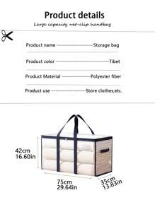 1PC 网状手提防尘防潮可视衣物收纳袋,居家整理杂物收纳袋,闲置玩具收纳袋,床底杂物收纳袋,可视分类收纳袋,橱柜季节性衣物整理袋,搬家包装专用收纳袋,柔韧可折叠面料,加宽提手,双向合金拉链,居家整理利器,助力做家务的好帮手 - 查看 7