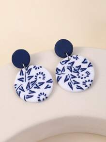 1 Paar handgefertigte weiche zweifarbige Blatt-Muster runde Tropfen-Ohrringe, einzigartiges Design für Frauen, geeignet für Reisen, Partys und den täglichen Gebrauch