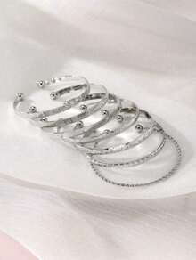 Fashion Women Classic Embossed Open Bangle Bracelet Set
