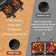 2pcs Air Fryer Silicone Liners, Rectangular Reusable Air Fryer Silicone Baking Mat/Tray, Non-Stick & Easy To Clean - Black - View 10