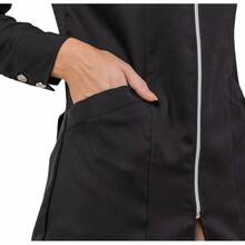 Women's Fitted Lab Coat With Zipper And Puff Sleeves Evi - 黑色 - 查看 2