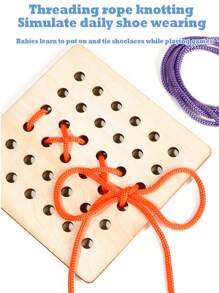 Drewniane puzzle Montessori dla dzieci Wczesna układanka Przeplatanie planszy Zabawka bitewna Zabawa bitewna dla dwóch graczy Przeplatanie liny Gra Zmiana ubrań Dopasowywanie zabawki do treningu umiejętności motorycznych