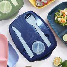 CASAMAX WL Lonchera con tres divisiones, incluye cuchara, tenedor y recipiente para dip. Se envía color al azar. Medida 21.5x15.3x6.3 cm - Unitalla - Ver 6