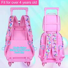 3pcs/Set Fox Pattern Rolling Backpack, Girls, Wheeled Children's School Bag, UV Printed Rolling Backpack Set, Includes Lunch Box