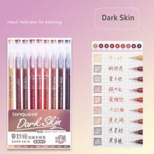 9pcs Morandi Color Gel Pens Set Gradient Colour Clear Barrel 0.6mm Ballpoint Liner Marker For Drawing Highlighting Back To School