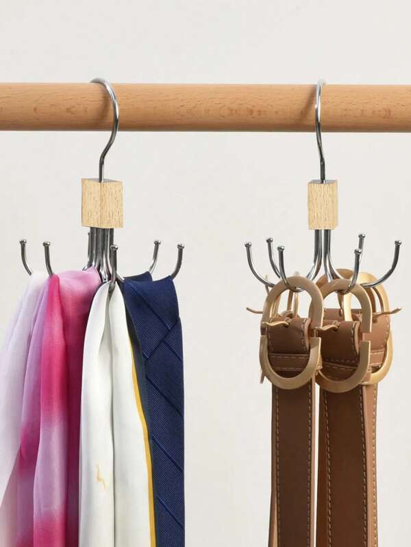1pc/2pcs/6pcs Belt Hooks, Closet Belt Organizer 360° Rotatable To Save Closet Space, Suitable For Bras, Vests, Ties, Scarves, Wallets Storage