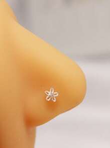 1pc L Shaped Nose Stud 24G Clear CZNose Piercing Jewelry 925 Sterling Silver Nose Ring For Women Men