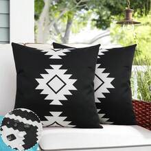 Outdoor Waterproof Throw Pillow Covers Black And White Outdoor Pillows Cover Boho Geometric Pillow Cases For Patio Furniture 18x18 Inch Set Of 2 - BlackandWhite-a - View 1