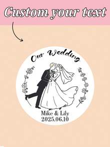 4cm Round Wedding Thank You Personalization Label For Bridal Shower & Gifts, Party Gifts Happy Candy Souvenir Party Stickers Photo Cartoon Character Self-Adhesive Gift Box Sealing La - Multicolor - View 8