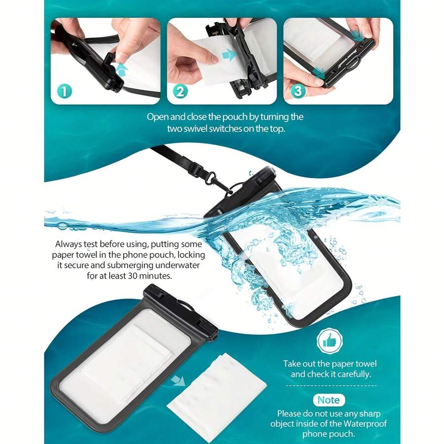 通用防水手机袋，防水手机壳兼容 14 13 12 11Pro Max XS Plus 兼容三星 Galaxy S22 S23 手机（最大 7.0 英寸），3D 手机干燥袋适用于度假兼容手机型号兼容