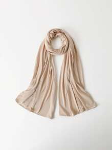 1 pièce Hijab de couleur unie avec ensemble de couvre-chef assorti pour femmes, style simple, mode et polyvalent, foulard de protection solaire avec doublure