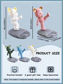 1 件卡通熊手机支架桌面装饰工艺品可用作生日、儿童节、复活节、万圣节圣诞节礼物，休闲手机支架桌面装饰熊支架