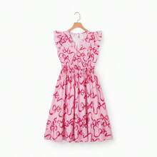 Vestido a juego con volantes para el Día de San Valentín, para mamá e hija - Rosa - Ver 2