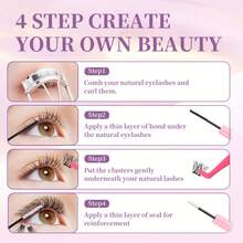 [72-Hour Long-Lasting Adhesive] 1/2/3 Pack Hypoallergenic 2-In-1 Eyelash Glue & Setting Liquid | 72-Hour Long-Lasting Adhesive, Latex-Free, Waterproof | Suitable For DIY Cluster Lashes, Homemade False Lashes Makeup Tools | Mixed Black Eyelash Extension Glue - Pink - View 10