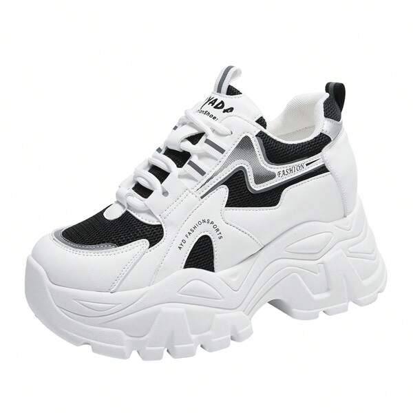 2025 Spring Autumn Platform Chunky Sneakers For Women, Casual Thick Sole Small White Shoes, Versatile & Suitable For Petite