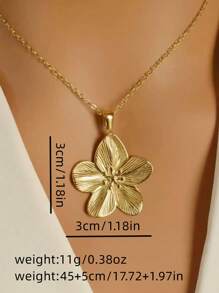 1 pieza - Collar colgante de flor de 5 hojas de acero inoxidable chapado, con dopamina, adecuado para la vida diaria de las mujeres y ocasiones importantes como regalo en días festivos