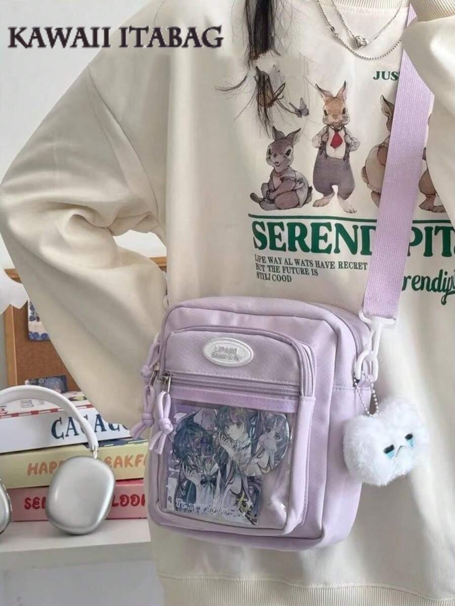 适合10厘米娃娃的小包可爱日式纯色斜挎包带透明口袋DIY迷你单肩包钱包和手提包动漫迷娃娃包女孩返校礼物