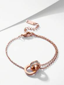 1pc Fashion Stainless Steel Cubic Zirconia Decor Roman Numeral Detail Round Pendant Necklace/Bracelet For Women For Daily Decoration ,Music Festivals, Party