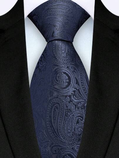 1pc Navy 3.15 Inch Paisley Necktie, High Quality Fashion Men Tie For Wedding, Party, BusinessMen Necktie