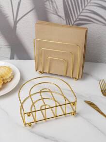 1pc Gold Iron Paper Towel Holder, Multifunctional Paper Napkin Clip For Dining Room, Restaurant, Cafe, Bar, Unique Gold Frame/Half Circle Design, Suitable For Dining Table, Coffee Table, Kitchen Counter, Tabletop Decor
