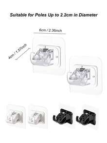 6PCS Curtain Rod Hooks Brackets, No Drill Adhesive Mounting For Hotel And Home Use, Easy Install Curtain Hanger Clips - Multicolor - View 5