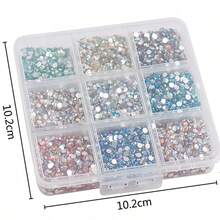 9-Grid Mixed Color ~4500pcs 3mm Resin Jelly Rhinestones Set, Sparkling Non-Hot Fix Flat Back Gems, For DIY Crafts, Idol Lightsticks, Clothing, Glassware, And Decorations | Multi-Purpose Craft Beads, Craft Rhinestones - Multicolor - View 2