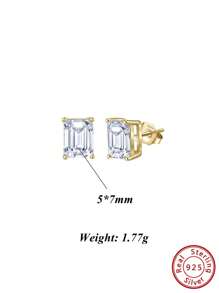 1 Paar luxuriöse 925er Sterlingsilber Ohrstecker mit funkelndem quadratisch geschliffenen Zirkonia, eleganter Schmuck für Frauen, ideal für besondere Anlässe, Geburtstage, Jahrestage und romantische Geschenke, perfekt, um jedem Outfit eine Note von Raffinesse zu verleihen, gefertigt mit zeitloser Schönheit und Haltbarkeit, ein vielseitiges Accessoire, das sowohl zu lässigen als auch formellen Looks passt, ein atemberaubendes Geschenk für sie, das jede Feier und jeden Moment noch unvergesslicher macht.