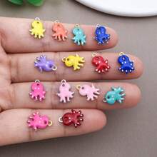 10pcs 9x12mm Cute Enamel Stainless Steel Octopus Charms Mini Cute Marine Life Animal Pendants For DIY Ocean Bracelet Necklace Earrings Jewelry Making Crafts Accessories