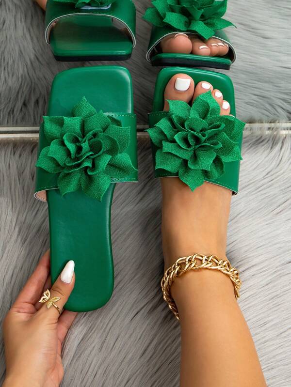 Sandalias deslizantes con lazo para niñas, planas con punta cuadrada, cómodas para el verano y la playa, aptas para primavera, Pascua, vacaciones y tiempo libre