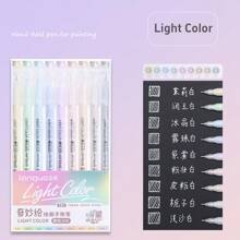 9pcs Morandi Color Gel Pens Set Gradient Colour Clear Barrel 0.6mm Ballpoint Liner Marker For Drawing Highlighting Back To School