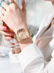BIDEN 1 Reloj de mujer, Cronógrafo, Resistente al agua, Calendario, Correa de acero inoxidable, Reloj de mujer elegante y de estilo con herramienta de corte de tira de acero gratis y caja gratis