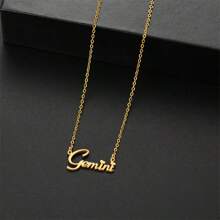 1 pieza Collar con colgante de los 12 signos del zodiaco en inglés, de acero inoxidable, accesorio de joyería con capas sencillo y personalizado para mujeres