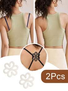 4pcs/2pcs/ Flower Shaped Bra Strap Clips, Invisible Anti-Slip Bra Strap Holders Women's Undergarment Accessories Invisible Slip-Proof Bra Strap Buckle For Lingerie - Crossback Straps, Transparent Buckle, Anti-Slip