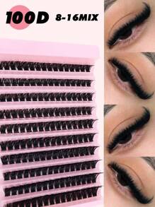 160 Racimos / 800 Racimos de Pestañas Postizas, 100D, D-Curl, Longitud Mixta de 8-16mm, Naturales y Esponjosas, Ligeras de 0.07mm y Reutilizables, Adecuadas para Vacaciones y Fiestas.