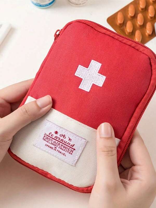 1pc Portable First Aid Kit, Medical Kit, Oxford Cloth Medicine Bag, Convenient Medicine Storage Bag, Large-Capacity Travel Bag, Hand-Held First Aid Kit, Portable Medicine Box, First Aid Kit And Medicine Box, Suitable For Use In Home, Office, Travel And Dormitory