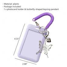 Butterfly Pendant Kpop Photocard Holder With Key Ring Kpop Photocard Sleeve With Spring Wristlet Kpop Photocard Protector For Kpop Lovers Purple School Supplies, Back To School - one-size - View 6