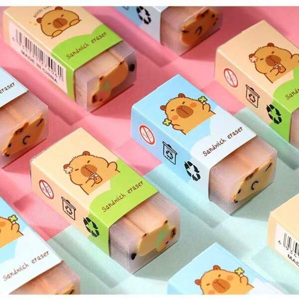 1/2/3/4 Creative Capybara Eraser Cute Chip Free Super Clean Eraser Exam Drawing Pencil Eraser Stationery,School Supplies,Back To School