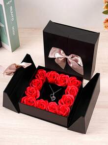 1 Pc Of Rose Fashion Creative Confession Romantic Jewelry Gift Box, Handmade Rose Accessories Gift Box, Can Be Matched With Various Jewelry. Does Not Contain Jewelry, The Gift Box Material Is Paper, Ins Style, Light Luxury, High-End, The Gift Box Is Suitable For Home Decoration, Wedding Gifts, Wedding Anniversary Gifts, Girlfriend Gifts, Mother's Day Gifts, Romantic Confession Girlfriend's High-End Gifts.