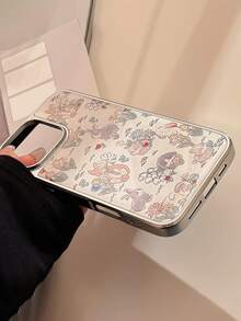 GUCADI 1 件花卉兔子设计银边硬壳环氧电镀手机壳适用于 Apple 16/15/14/13 系列 - 彩色 - 查看 6