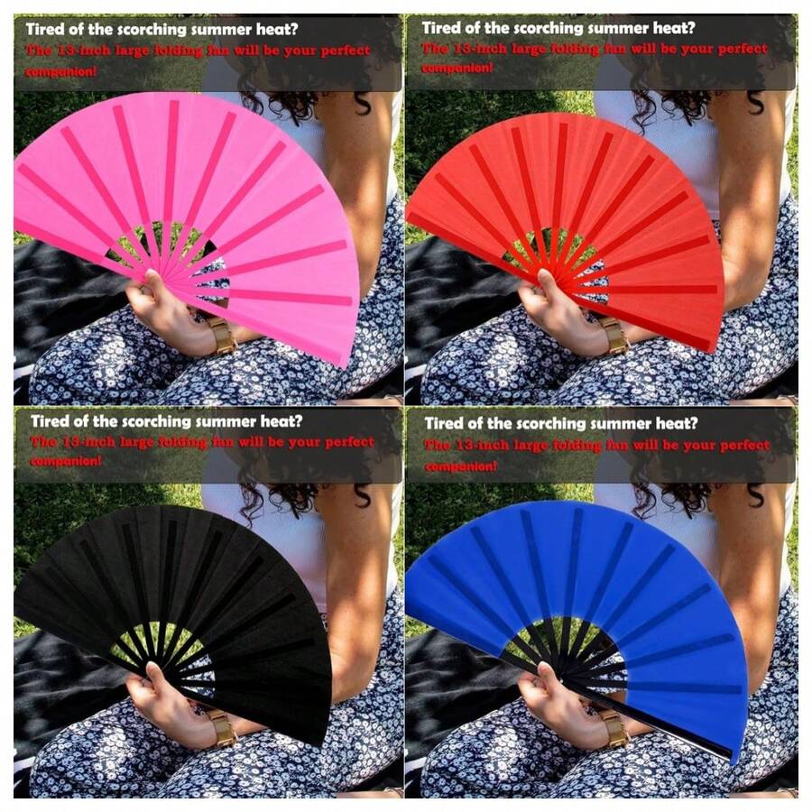 13 Inch(Approx. 33.0 Cm) Large Size Handheld Fan, For Flag Spinning, Foldable Hand Fan For Women, Floor Fan, Portable For Outdoor, Wedding, Party, Decoration (1 Piece)