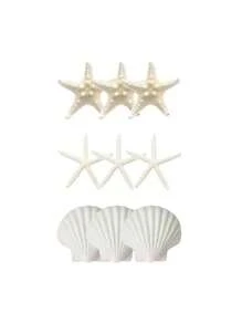 9/15Pcs Starfish Decor, Small Starfish For Crafts, Tiny Sea Shells For Crafting, Scallop Clam Shells For DIY Ocean Themed Party,Wedding, Party - Multicolor - View 10