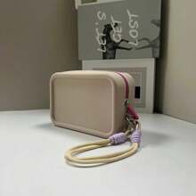 1 pieza Bolsa de cosméticos impermeable de gran capacidad de silicona con asa de transporte, bolso de playa para mujeres, organizador versátil de viaje para maquillaje, joyas y accesorios