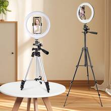 AXNEN 12英寸LED环形灯，带可调节三脚架和手机支架 - 专业摄影和直播照明套装，3种照明模式，轻质铝合金材质 - 彩色 - 查看 3