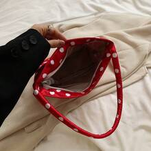 可爱的红色和黑色波尔卡圆点女士斜挎包 - 可调节肩带，拉链开合，柔软光滑的牛津布小手提包，适合海滩、旅行、工作、斜挎、日常配饰，俏皮的设计，优质缝线 - 紅色 - 查看 5
