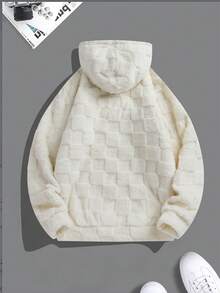 Yemwry Men's Fashionable Casual Solid Color Plush Hooded Pullover Sweatshirt, Fall