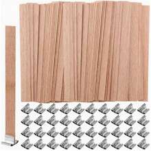 20/60/80/100/160pcs (Including Wood Core And Base) New DIY Aromatherapy Candle Cherry Wood Bar Candle Core And Base Core, Candle Making Core 5.1 X 0.5 Inch Natural Smokeless Candle Core With Iron Bracket DIY Candle Making High Quality Wooden Candle Core Burning With Cracking Sound - Multicolor - View 3